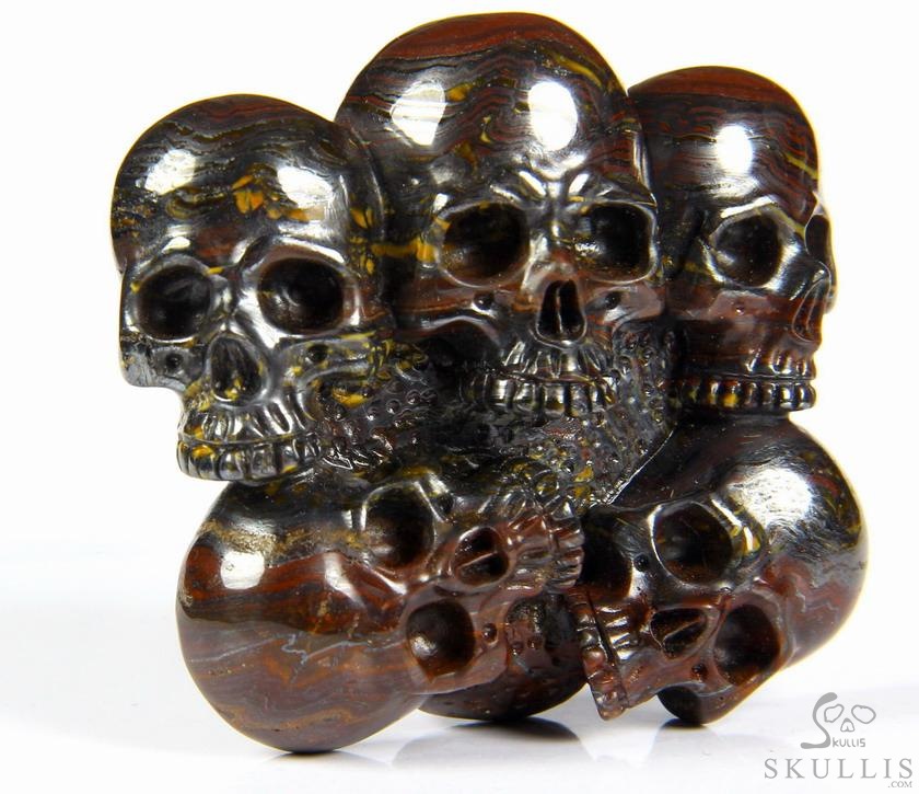 The Circle of Guardians - Tiger Iron Eye Hand Carved Crystal Skulls Buckle, Crystal Healing Skull Jewelry, for Women & Men The Circle of Guardians - Tiger Iron Eye Hand Carved Crystal Skulls Buckle, Crystal Healing Skull Jewelry, for Women & Men