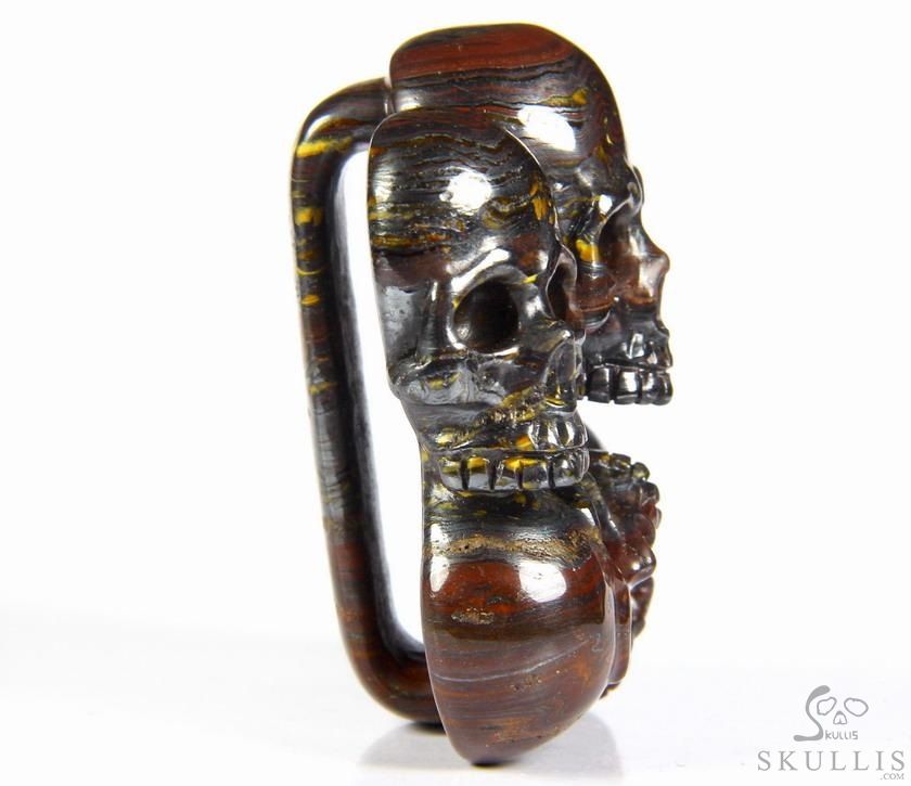 The Circle of Guardians - Tiger Iron Eye Hand Carved Crystal Skulls Buckle, Crystal Healing Skull Jewelry, for Women & Men The Circle of Guardians - Tiger Iron Eye Hand Carved Crystal Skulls Buckle, Crystal Healing Skull Jewelry, for Women & Men