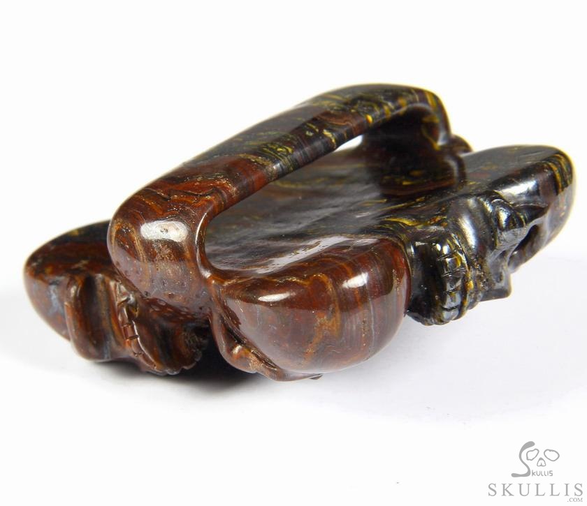 The Circle of Guardians - Tiger Iron Eye Hand Carved Crystal Skulls Buckle, Crystal Healing Skull Jewelry, for Women & Men The Circle of Guardians - Tiger Iron Eye Hand Carved Crystal Skulls Buckle, Crystal Healing Skull Jewelry, for Women & Men