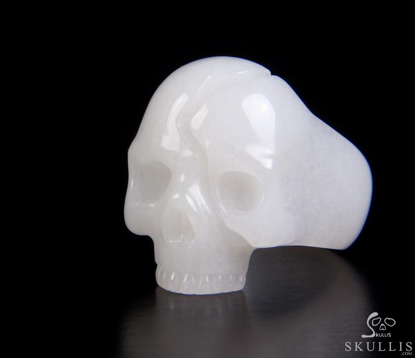 Jawless Skull Ring - US size 10 White Jade Hand Carved Crystal Skull Ring, Crystal Healing Skull Jewelry, for Women & Men Jawless Skull Ring - US size 10 White Jade Hand Carved Crystal Skull Ring, Crystal Healing Skull Jewelry, for Women & Men