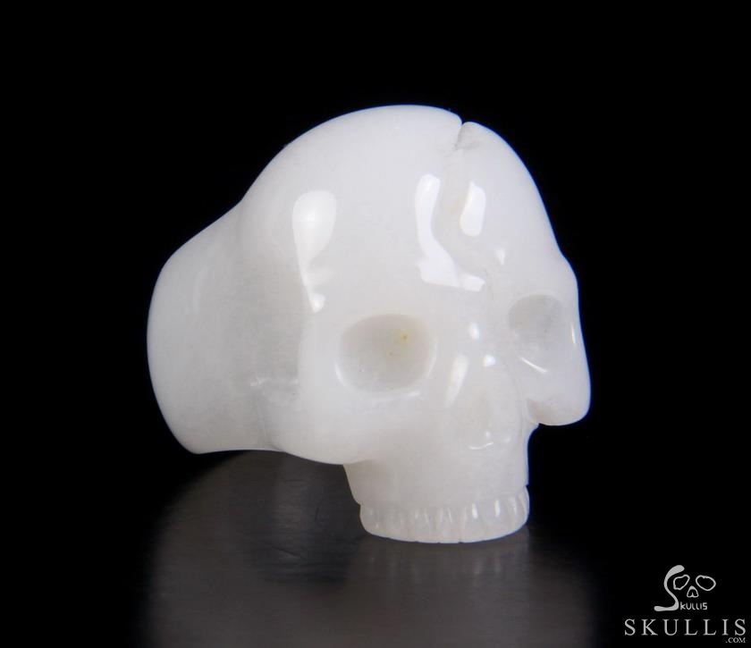 Jawless Skull Ring - US size 10 White Jade Hand Carved Crystal Skull Ring, Crystal Healing Skull Jewelry, for Women & Men Jawless Skull Ring - US size 10 White Jade Hand Carved Crystal Skull Ring, Crystal Healing Skull Jewelry, for Women & Men