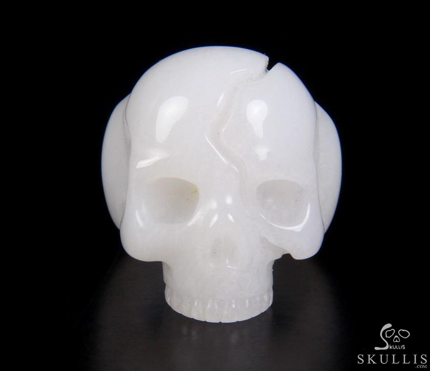 Jawless Skull Ring - US size 10 White Jade Hand Carved Crystal Skull Ring, Crystal Healing Skull Jewelry, for Women & Men Jawless Skull Ring - US size 10 White Jade Hand Carved Crystal Skull Ring, Crystal Healing Skull Jewelry, for Women & Men