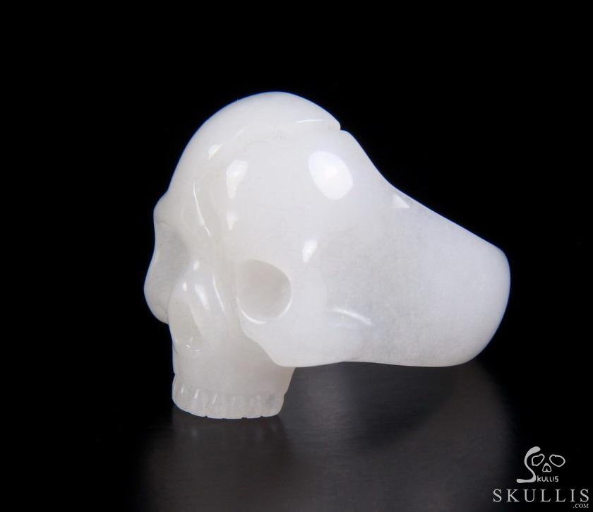 Jawless Skull Ring - US size 10 White Jade Hand Carved Crystal Skull Ring, Crystal Healing Skull Jewelry, for Women & Men Jawless Skull Ring - US size 10 White Jade Hand Carved Crystal Skull Ring, Crystal Healing Skull Jewelry, for Women & Men