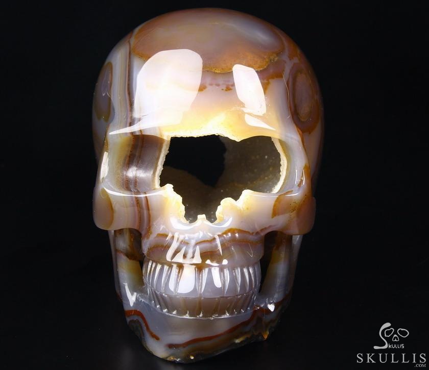 Nice Unique Huge 5.6" Agate Geode Carved Crystal Skull Nice Unique Huge 5.6" Agate Geode Carved Crystal Skull