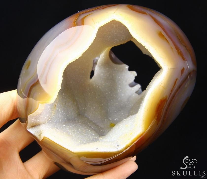 Nice Unique Huge 5.6" Agate Geode Carved Crystal Skull Nice Unique Huge 5.6" Agate Geode Carved Crystal Skull
