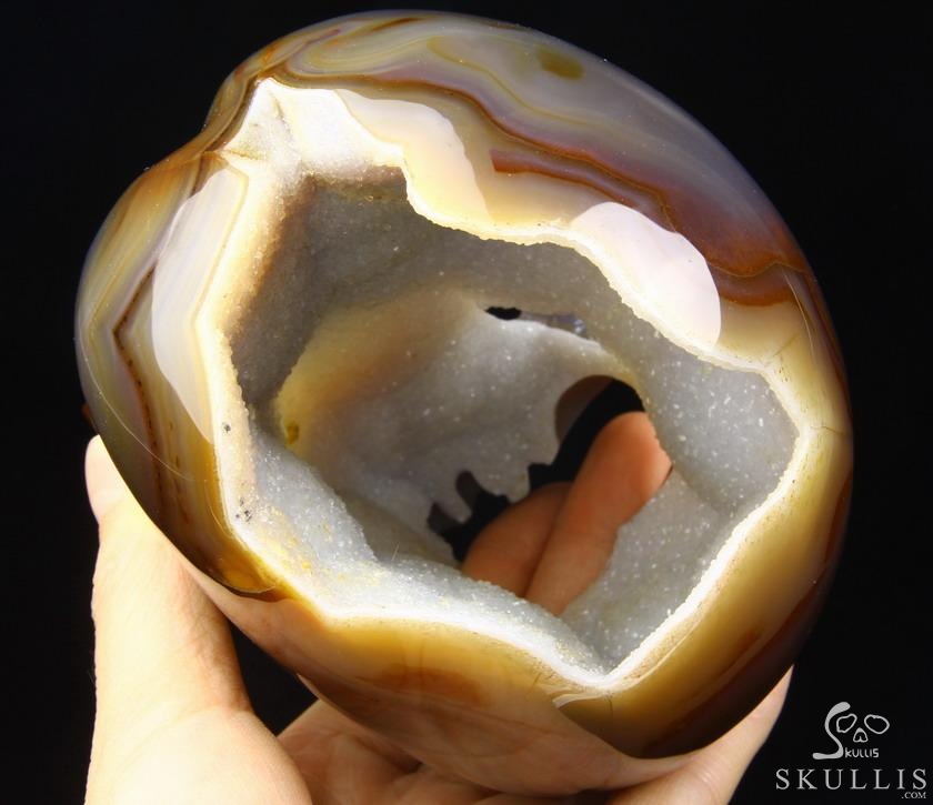 Nice Unique Huge 5.6" Agate Geode Carved Crystal Skull Nice Unique Huge 5.6" Agate Geode Carved Crystal Skull