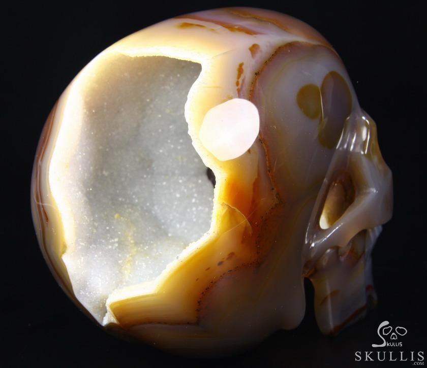 Nice Unique Huge 5.6" Agate Geode Carved Crystal Skull Nice Unique Huge 5.6" Agate Geode Carved Crystal Skull