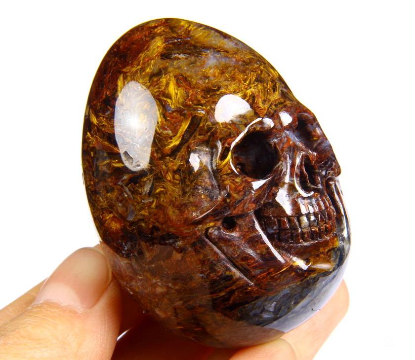 Gemstone 2.2" Pietersite Carved Crystal Skull Egg Sculpture Gemstone 2.2" Pietersite Carved Crystal Skull Egg Sculpture