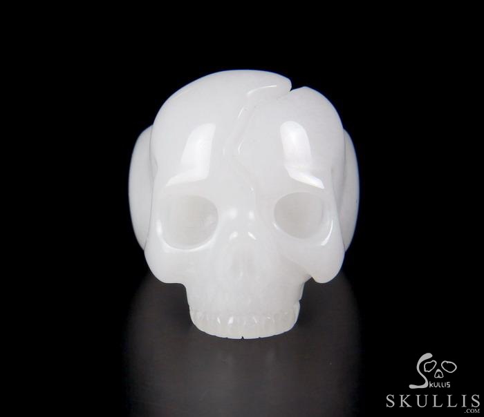Jawless Skull Ring - US size 9.5 White Jade Hand Carved Crystal Skull Ring, Crystal Healing Skull Jewelry, for Women & Men Jawless Skull Ring - US size 9.5 White Jade Hand Carved Crystal Skull Ring, Crystal Healing Skull Jewelry, for Women & Men