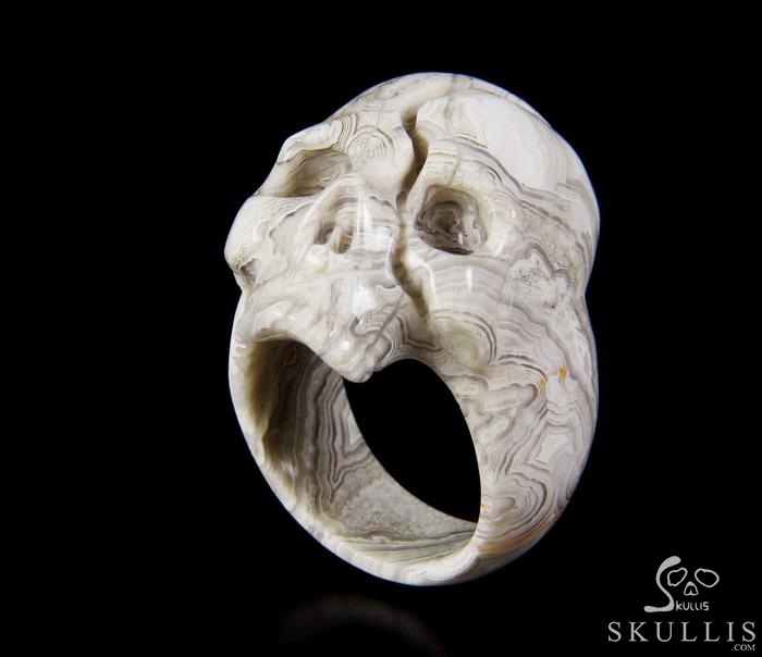 Jawless Skull Ring - US size 10 Crazy Lace Agate Hand Carved Crystal Skull Ring, Crystal Healing Skull Jewelry, for Women & Men Jawless Skull Ring - US size 10 Crazy Lace Agate Hand Carved Crystal Skull Ring, Crystal Healing Skull Jewelry, for Women & Men
