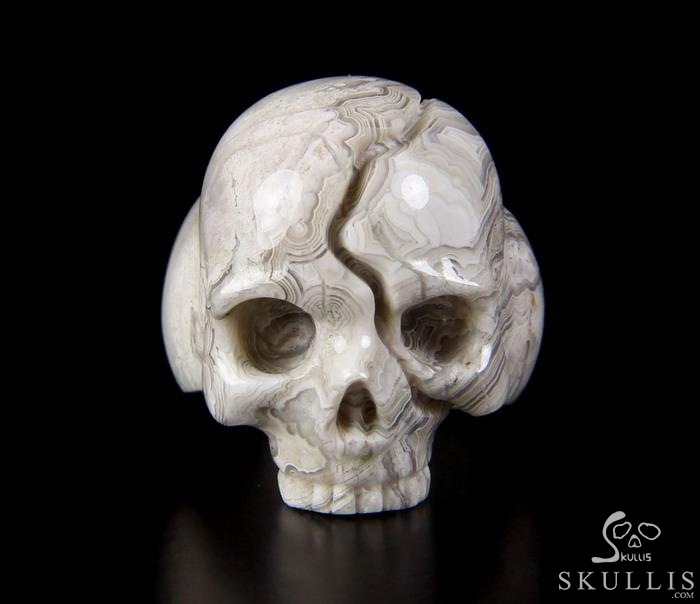 Jawless Skull Ring - US size 10 Crazy Lace Agate Hand Carved Crystal Skull Ring, Crystal Healing Skull Jewelry, for Women & Men Jawless Skull Ring - US size 10 Crazy Lace Agate Hand Carved Crystal Skull Ring, Crystal Healing Skull Jewelry, for Women & Men