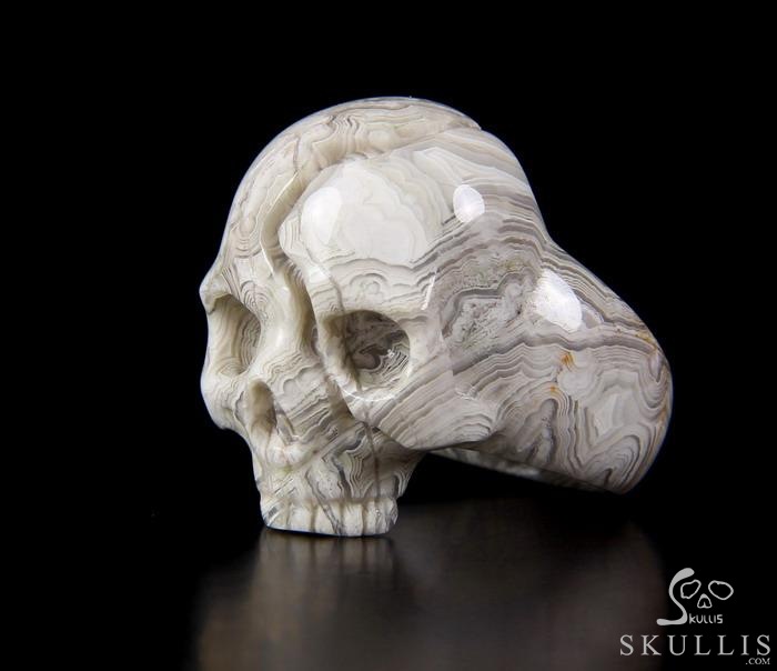 Jawless Skull Ring - US size 10 Crazy Lace Agate Hand Carved Crystal Skull Ring, Crystal Healing Skull Jewelry, for Women & Men Jawless Skull Ring - US size 10 Crazy Lace Agate Hand Carved Crystal Skull Ring, Crystal Healing Skull Jewelry, for Women & Men