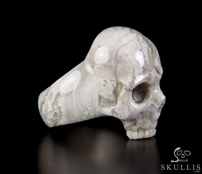 Jawless Skull Ring - US size 10 Crazy Lace Agate Hand Carved Crystal Skull Ring, Crystal Healing Skull Jewelry, for Women & Men Jawless Skull Ring - US size 10 Crazy Lace Agate Hand Carved Crystal Skull Ring, Crystal Healing Skull Jewelry, for Women & Men