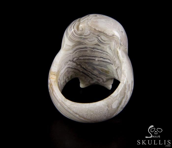 Jawless Skull Ring - US size 10 Crazy Lace Agate Hand Carved Crystal Skull Ring, Crystal Healing Skull Jewelry, for Women & Men Jawless Skull Ring - US size 10 Crazy Lace Agate Hand Carved Crystal Skull Ring, Crystal Healing Skull Jewelry, for Women & Men