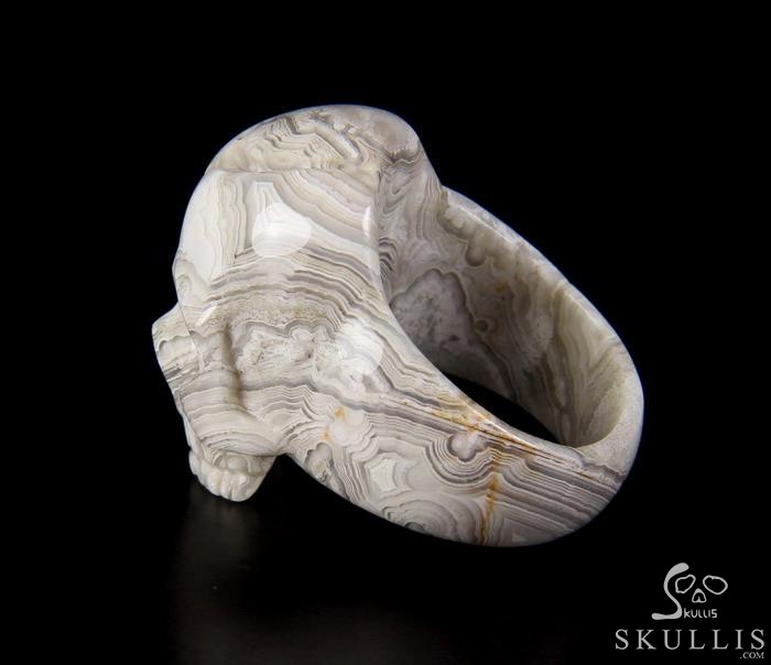 Jawless Skull Ring - US size 10 Crazy Lace Agate Hand Carved Crystal Skull Ring, Crystal Healing Skull Jewelry, for Women & Men Jawless Skull Ring - US size 10 Crazy Lace Agate Hand Carved Crystal Skull Ring, Crystal Healing Skull Jewelry, for Women & Men