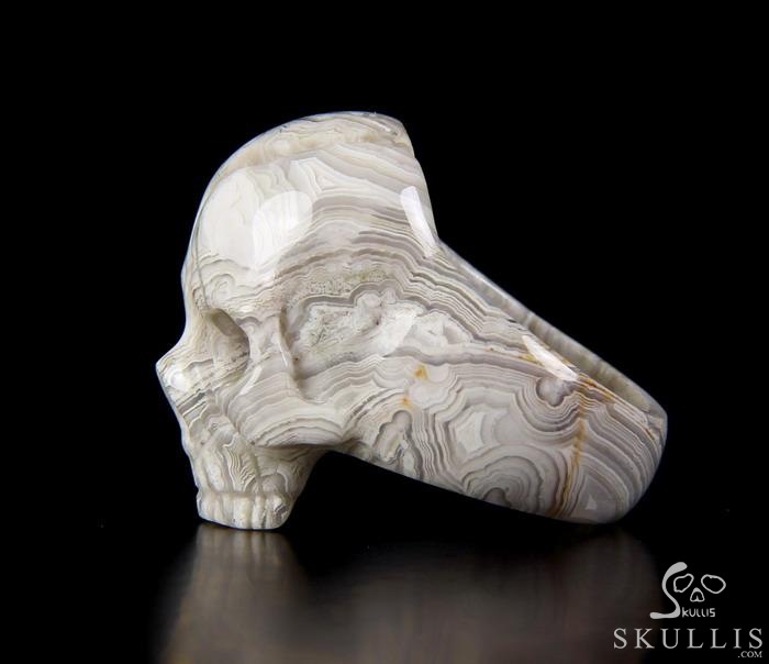 Jawless Skull Ring - US size 10 Crazy Lace Agate Hand Carved Crystal Skull Ring, Crystal Healing Skull Jewelry, for Women & Men Jawless Skull Ring - US size 10 Crazy Lace Agate Hand Carved Crystal Skull Ring, Crystal Healing Skull Jewelry, for Women & Men