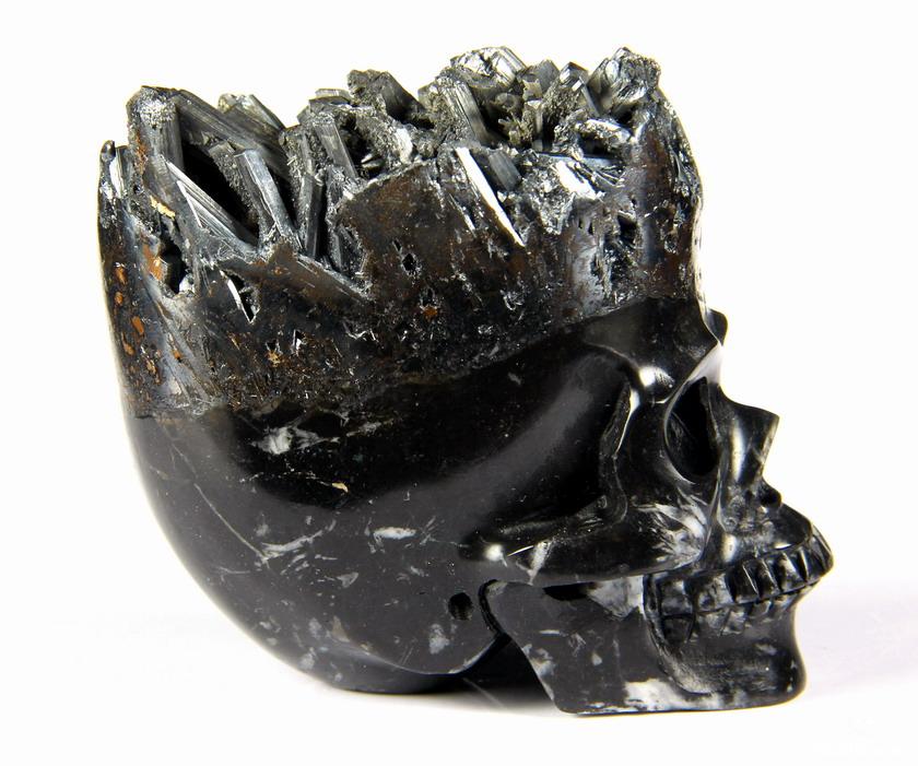 Nice Mineral 2.6" Stibnite Carved Crystal Skull Nice Mineral 2.6" Stibnite Carved Crystal Skull