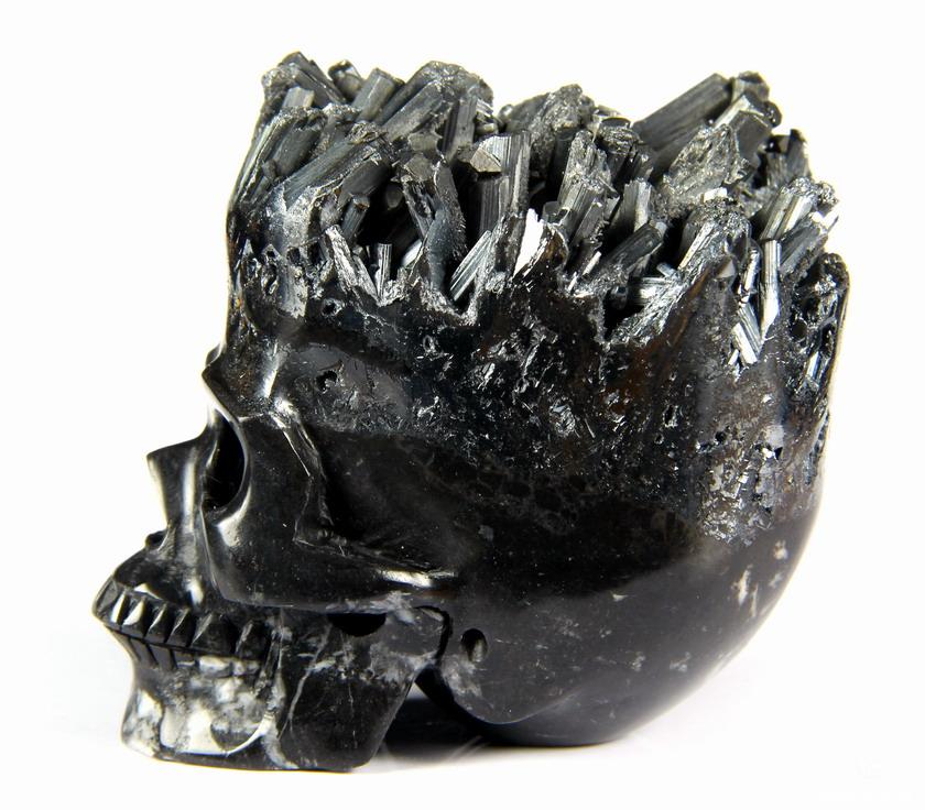 Nice Mineral 2.6" Stibnite Carved Crystal Skull Nice Mineral 2.6" Stibnite Carved Crystal Skull