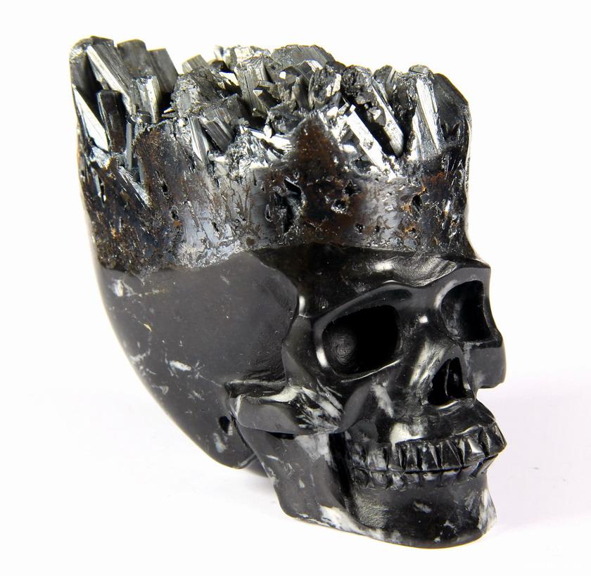 Nice Mineral 2.6" Stibnite Carved Crystal Skull Nice Mineral 2.6" Stibnite Carved Crystal Skull