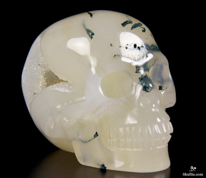 Nice 2.0" Green Moss Agate Geode Carved Crystal Skull Nice 2.0" Green Moss Agate Geode Carved Crystal Skull