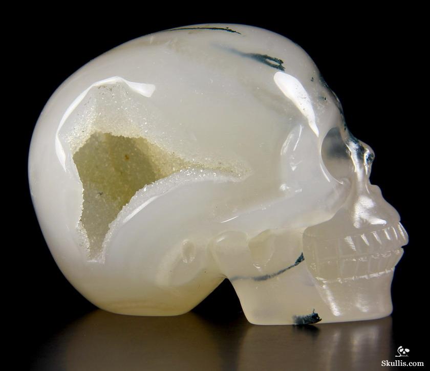 Nice 2.0" Green Moss Agate Geode Carved Crystal Skull Nice 2.0" Green Moss Agate Geode Carved Crystal Skull