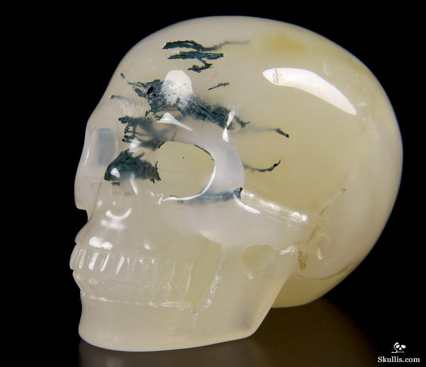Nice 2.0" Green Moss Agate Geode Carved Crystal Skull Nice 2.0" Green Moss Agate Geode Carved Crystal Skull