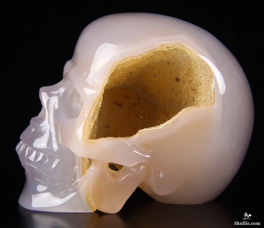 Nice 2.5" Agate Geode Carved Crystal Skull, Realistic Nice 2.5" Agate Geode Carved Crystal Skull, Realistic