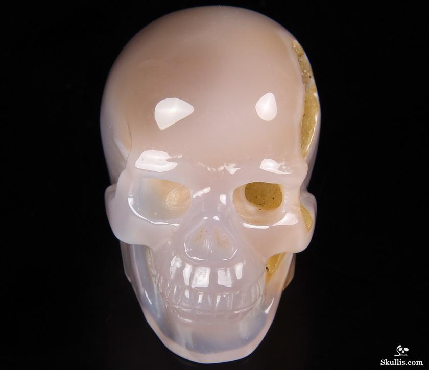 Nice 2.5" Agate Geode Carved Crystal Skull, Realistic Nice 2.5" Agate Geode Carved Crystal Skull, Realistic