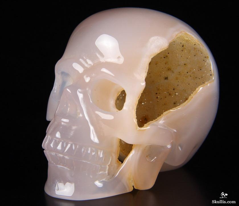 Nice 2.5" Agate Geode Carved Crystal Skull, Realistic Nice 2.5" Agate Geode Carved Crystal Skull, Realistic