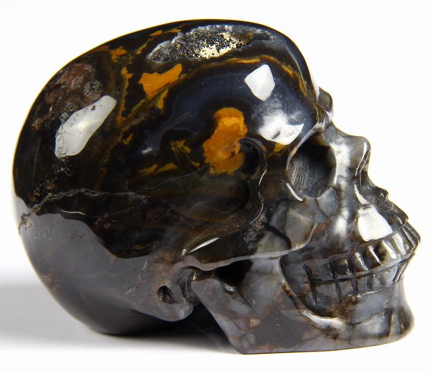2.5" Agate Carved Crystal Geode Skull, Realistic 2.5" Agate Carved Crystal Geode Skull, Realistic