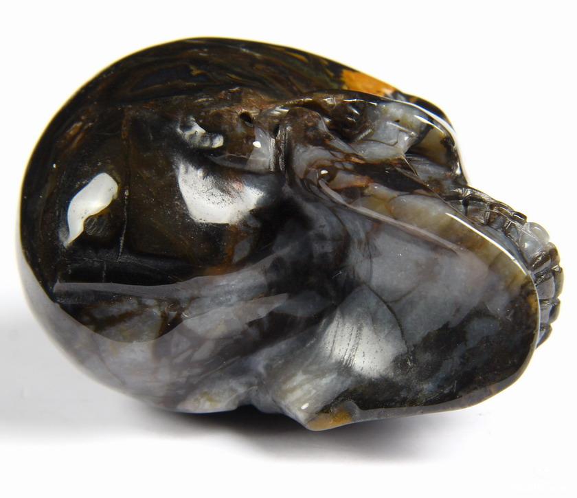 2.5" Agate Carved Crystal Geode Skull, Realistic 2.5" Agate Carved Crystal Geode Skull, Realistic