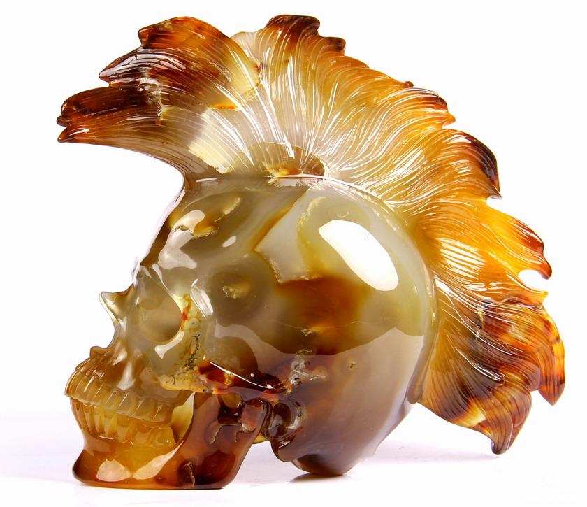 Amazing Gemstone Huge 5.7" Carnelian Carved Crystal Punk Skull Sculpture Amazing Gemstone Huge 5.7" Carnelian Carved Crystal Punk Skull Sculpture