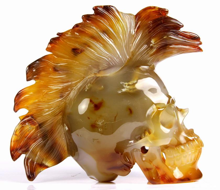 Amazing Gemstone Huge 5.7" Carnelian Carved Crystal Punk Skull Sculpture Amazing Gemstone Huge 5.7" Carnelian Carved Crystal Punk Skull Sculpture