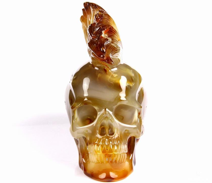 Amazing Gemstone Huge 5.7" Carnelian Carved Crystal Punk Skull Sculpture Amazing Gemstone Huge 5.7" Carnelian Carved Crystal Punk Skull Sculpture