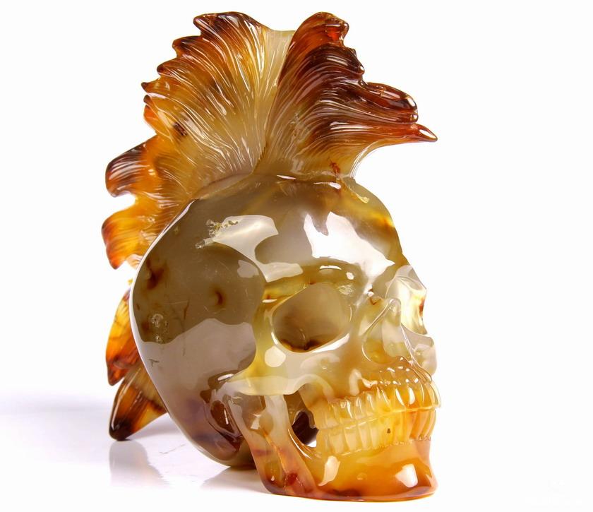 Amazing Gemstone Huge 5.7" Carnelian Carved Crystal Punk Skull Sculpture Amazing Gemstone Huge 5.7" Carnelian Carved Crystal Punk Skull Sculpture