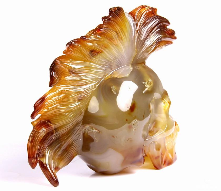 Amazing Gemstone Huge 5.7" Carnelian Carved Crystal Punk Skull Sculpture Amazing Gemstone Huge 5.7" Carnelian Carved Crystal Punk Skull Sculpture