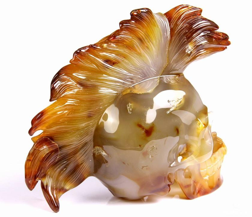 Amazing Gemstone Huge 5.7" Carnelian Carved Crystal Punk Skull Sculpture Amazing Gemstone Huge 5.7" Carnelian Carved Crystal Punk Skull Sculpture