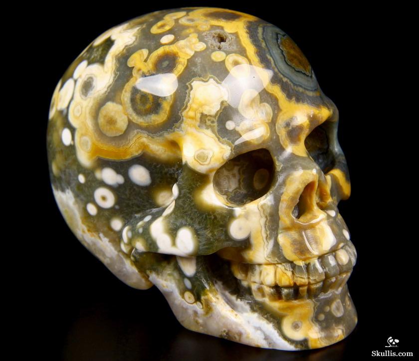 Nice Gemstone 2.5" Ocean Jasper Carved Crystal Skull, Realistic Nice Gemstone 2.5" Ocean Jasper Carved Crystal Skull, Realistic