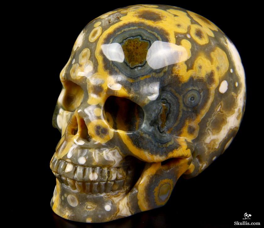 Nice Gemstone 2.5" Ocean Jasper Carved Crystal Skull, Realistic Nice Gemstone 2.5" Ocean Jasper Carved Crystal Skull, Realistic