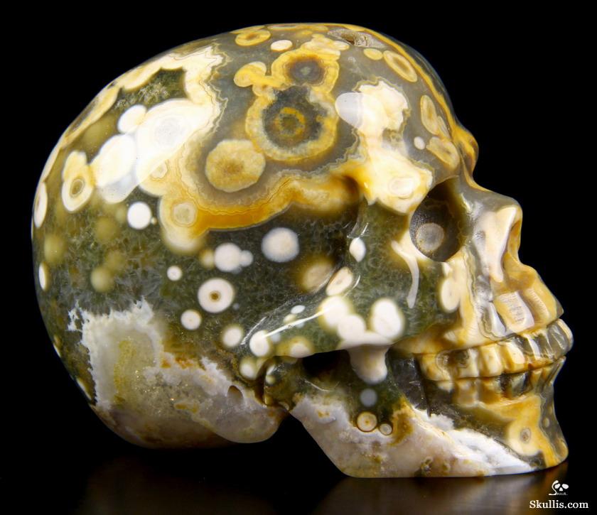 Nice Gemstone 2.5" Ocean Jasper Carved Crystal Skull, Realistic Nice Gemstone 2.5" Ocean Jasper Carved Crystal Skull, Realistic