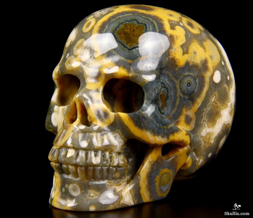 Nice Gemstone 2.5" Ocean Jasper Carved Crystal Skull, Realistic Nice Gemstone 2.5" Ocean Jasper Carved Crystal Skull, Realistic