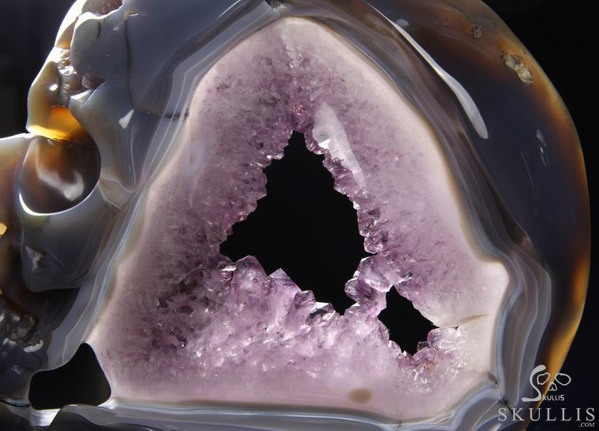 (3.5LB)Amazing Amethyst Geode Lifesized Titan 9.0" Amethyst & Agate Geode Carved Crystal Skull, Realistic (3.5LB)Amazing Amethyst Geode Lifesized Titan 9.0" Amethyst & Agate Geode Carved Crystal Skull, Realistic