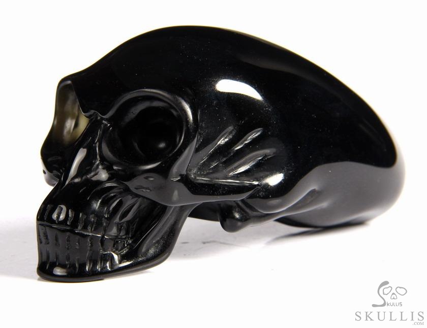 3.8" black obsidian Carved Elongated Mayan Alien Crystal Skull 3.8" black obsidian Carved Elongated Mayan Alien Crystal Skull