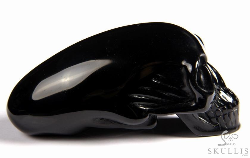 3.8" black obsidian Carved Elongated Mayan Alien Crystal Skull 3.8" black obsidian Carved Elongated Mayan Alien Crystal Skull