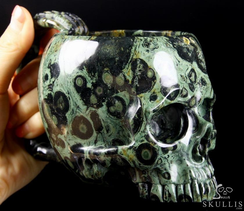 Huge 6.3" Kambaba Jasper Carved Crystal Skull, 9.6 OZ Huge 6.3" Kambaba Jasper Carved Crystal Skull, 9.6 OZ