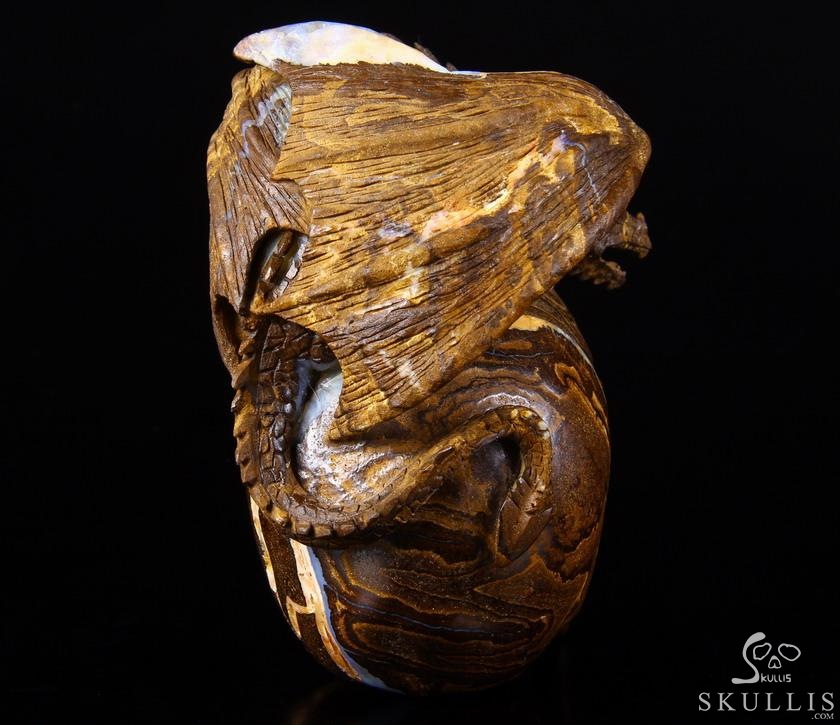 Amazing Gemstone 4.8" Matrix Opal Carved Crystal Skull With Western Dragon Amazing Gemstone 4.8" Matrix Opal Carved Crystal Skull With Western Dragon