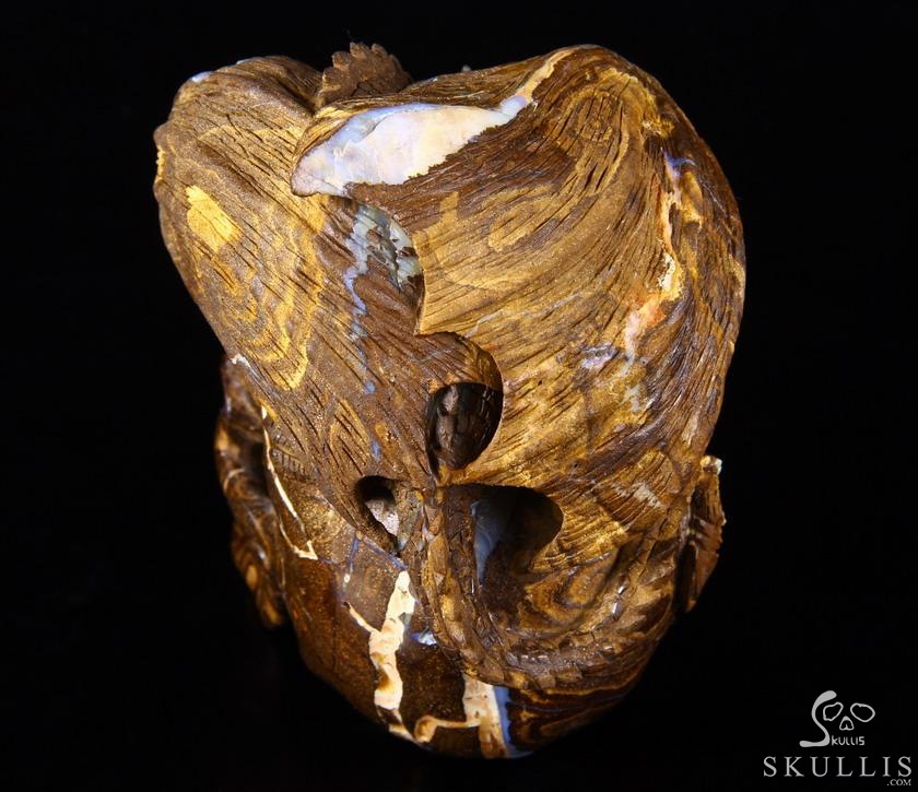 Amazing Gemstone 4.8" Matrix Opal Carved Crystal Skull With Western Dragon Amazing Gemstone 4.8" Matrix Opal Carved Crystal Skull With Western Dragon