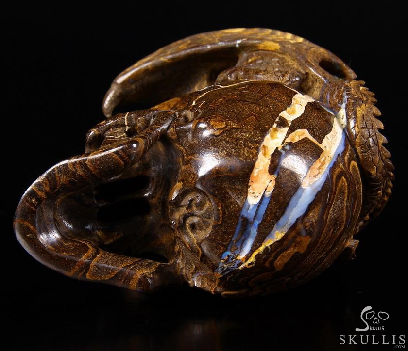 Amazing Gemstone 4.8" Matrix Opal Carved Crystal Skull With Western Dragon Amazing Gemstone 4.8" Matrix Opal Carved Crystal Skull With Western Dragon