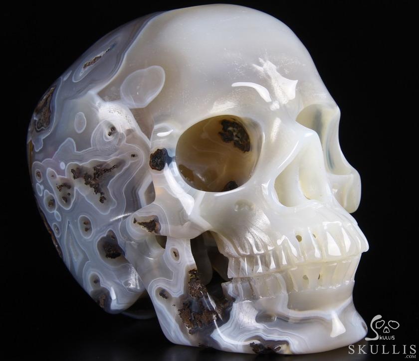 huge 5.2" Agate Carved Crystal Skull, Realistic huge 5.2" Agate Carved Crystal Skull, Realistic