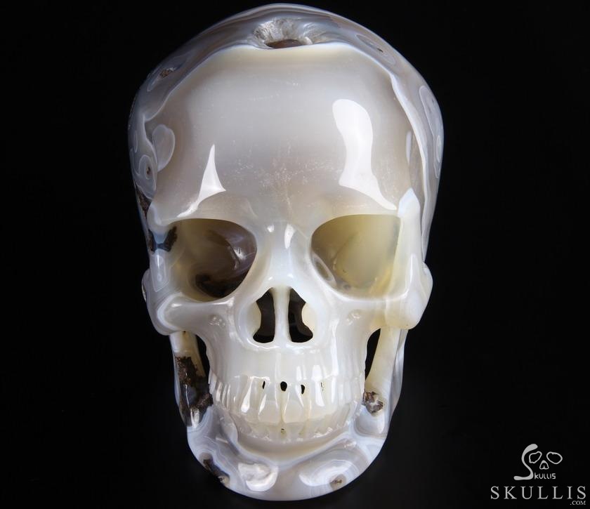 huge 5.2" Agate Carved Crystal Skull, Realistic huge 5.2" Agate Carved Crystal Skull, Realistic